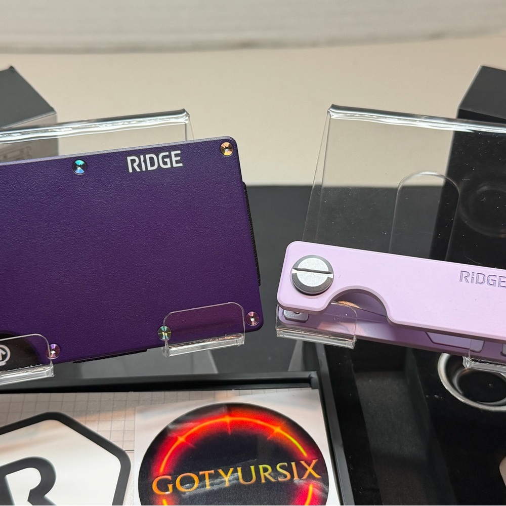 RIDGE WALLET | AK TWILIGHT+LAVENDER KEYCASE both w/IRIDESCENT SCREWS-READ DESC.